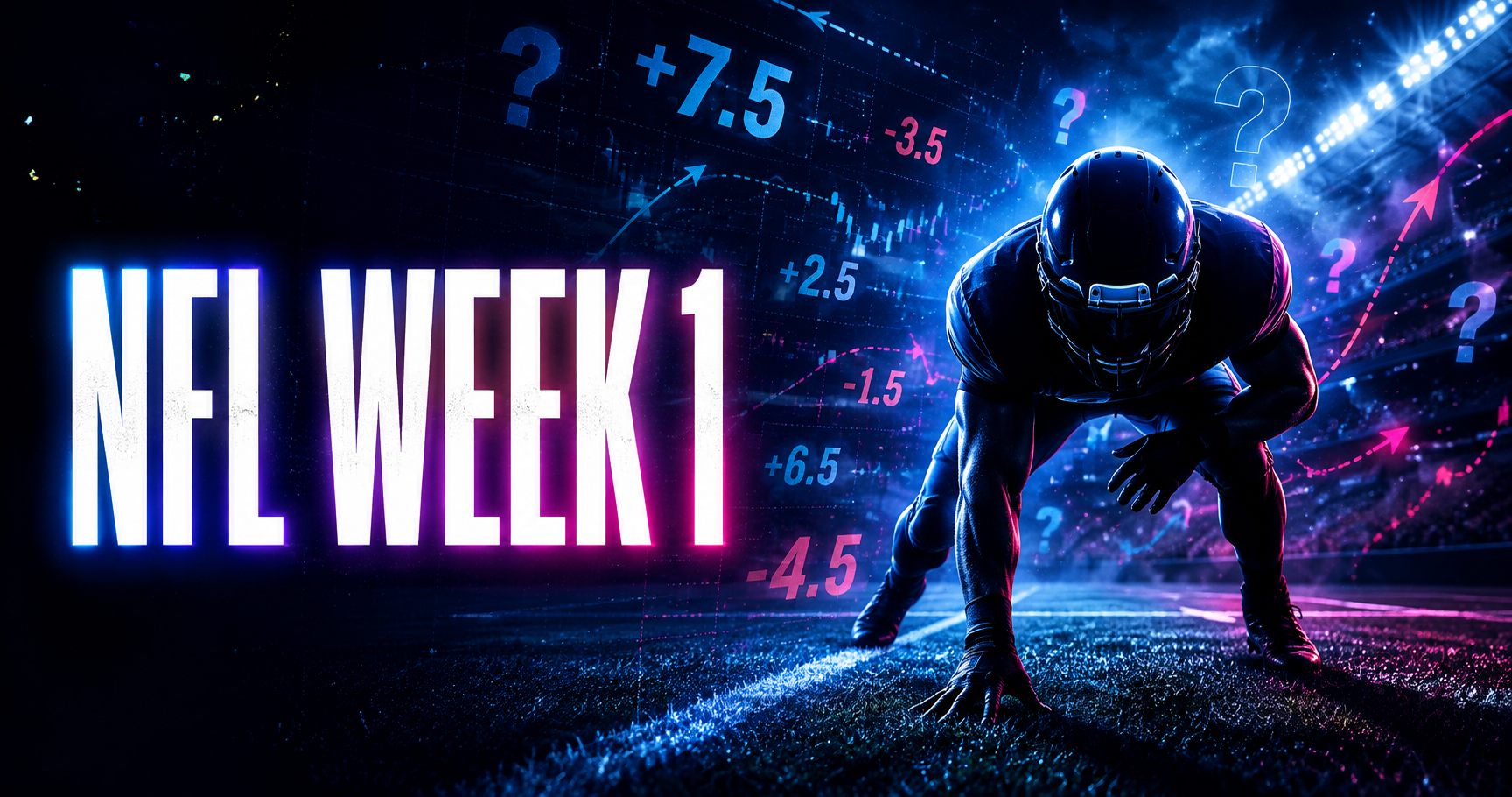 NFL Week 1 betting market analysis with a football player, point spreads and market uncertainty