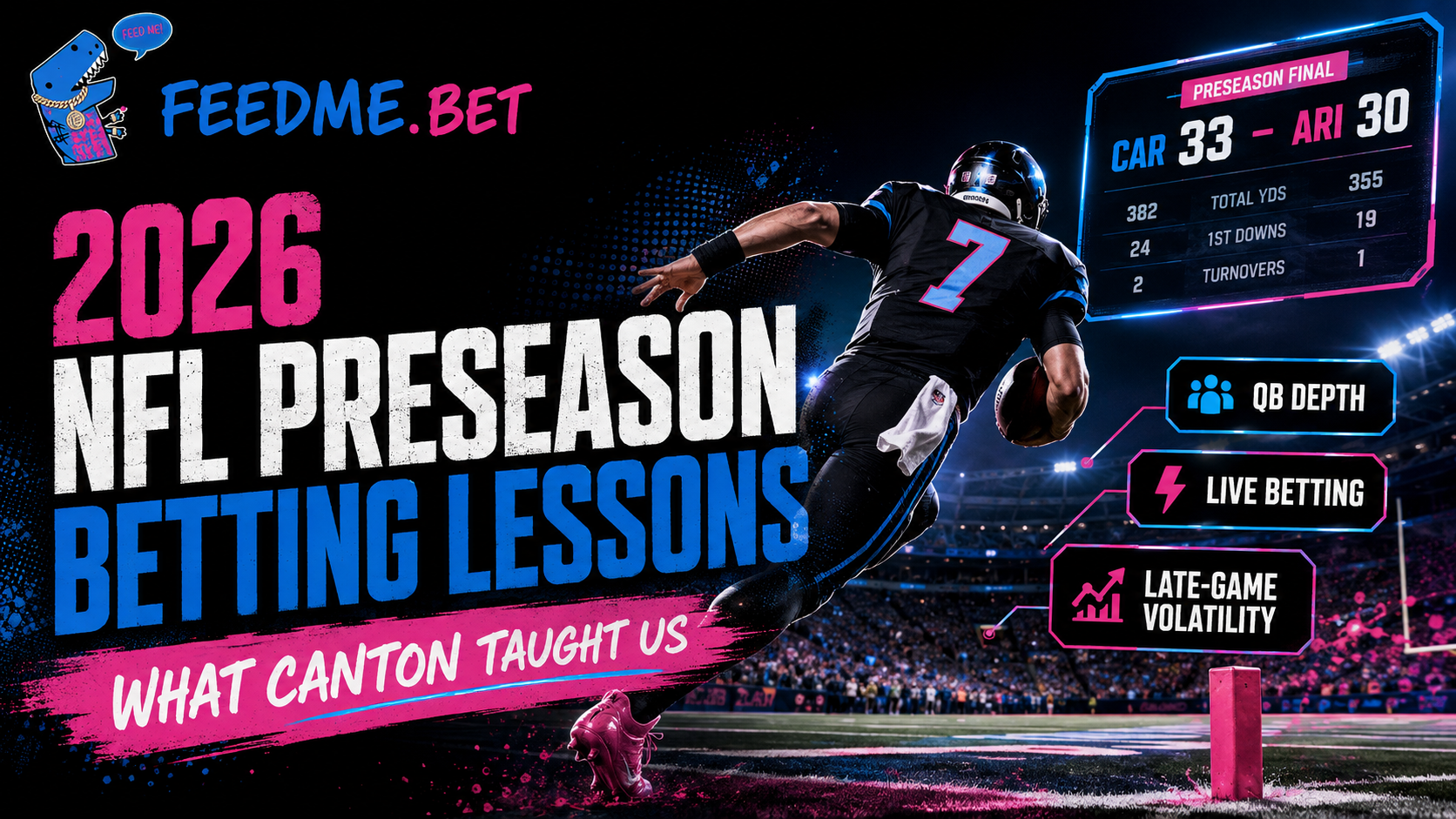 2026 NFL preseason betting lessons from the Panthers’ 33-30 Hall of Fame Game win over the Cardinals.